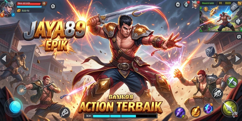 Screenshot utama JAYA89 menampilkan momen pertarungan yang intens.