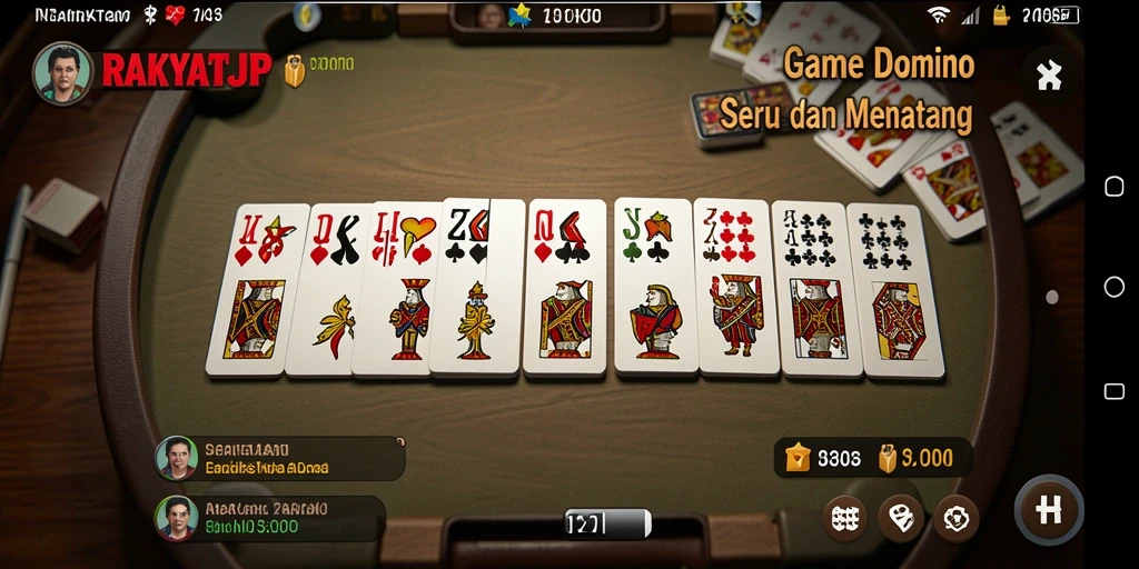 Tampilan gameplay Domino RAKYATJP yang menarik dan seru.